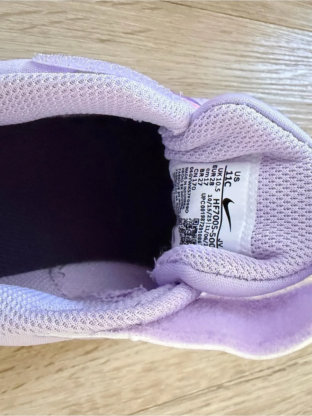 Nike Kids' Lilac and Purple Velcro Sneaker - New with Box